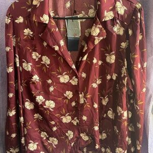 Elegant Maroon Floral Button Down Shirt